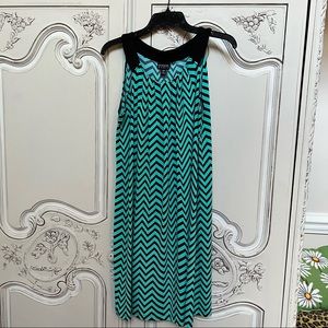 ENFOCUS teal&black chevron patterned sleeveless dress - size 14W